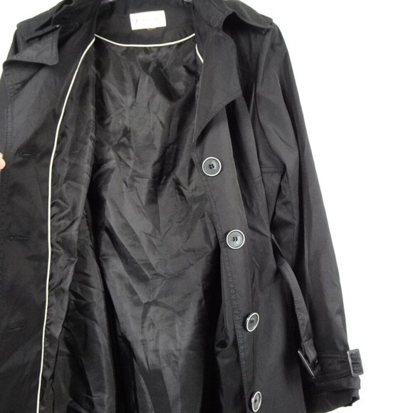 Braetan Trench Coat Jacket Women's Size L Black Belted Lined READ MEASUREMENTS - Picture 11 of 12